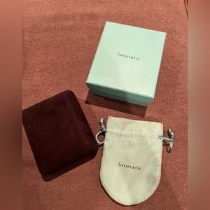 Tiffany and Co mid size jewelry box, holder and pouch